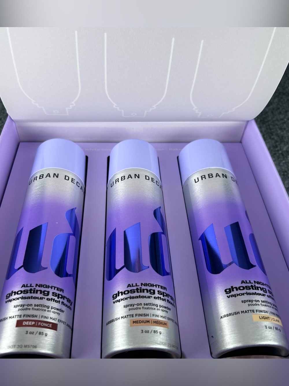 URBAN DECAY All Nighter Ghosting Setting Spray Set ~ 3 Matte Shades ~ Full Sizes